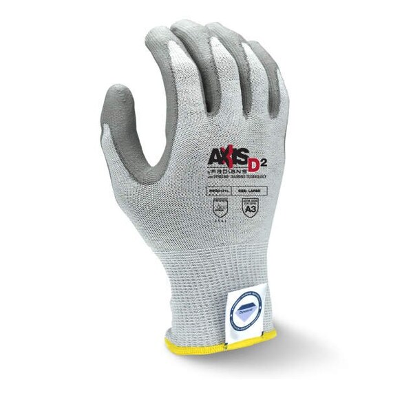 Radians¬Æ Axis D2‚Ñ¢ Cut Resistant Polyurethane Palm Gloves, Gray, S, 1 Pair